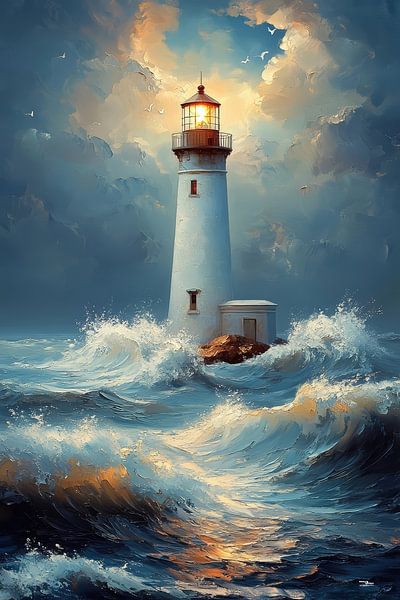 Leuchtturm im Meer von Gelissen Artworks