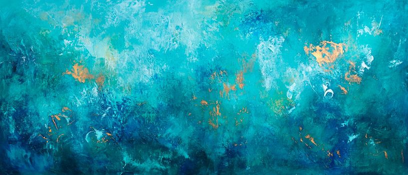 Aquarellmeer in Blaugrün – Abstrakt von Poster Art Shop