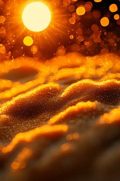 Zonsondergang over gouden golven