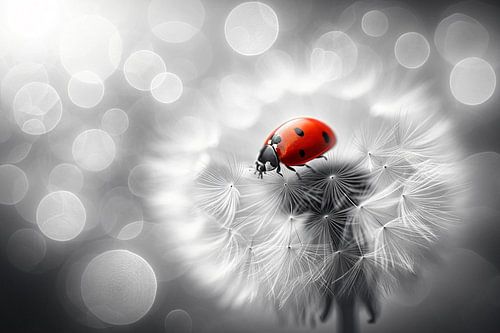 Rêve de coccinelle sur pissenlit délicat