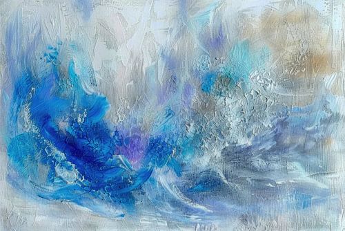 Blauw Abstract Schilderij - Mystieke Zee en Rust