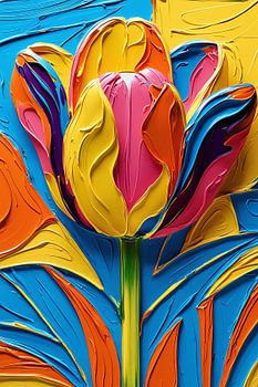 Colourful abstract tulip painting
