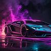 Lamborghini Centenario - Dunkle Cyberpunk Neon Supercar Kunst von MIROKKU