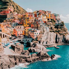 Kleurrijke kustdorpen van Poster Art Shop