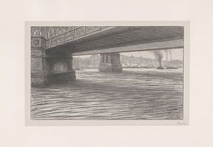 Simon Moulijn, Blick unter eine Brücke in Rotterdam De Bruggen, 1910
