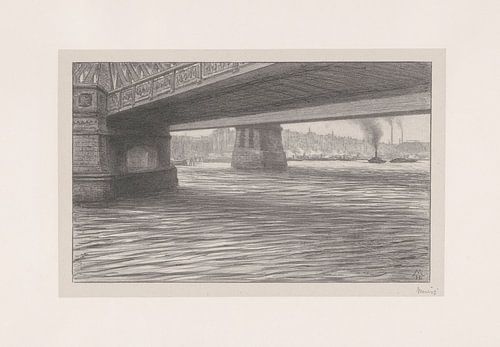 Simon Moulijn, Vue sous un pont à Rotterdam De Bruggen, 1910
