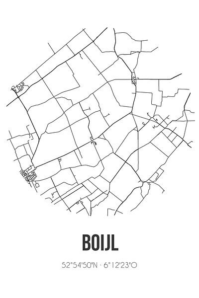 Boijl (Fryslan) | Landkaart | Zwart-wit van Stad & Wand
