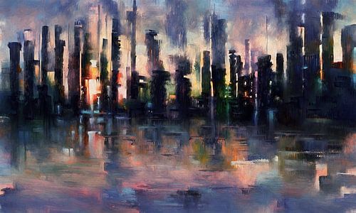 Neon Reflections: Between twilight and dream