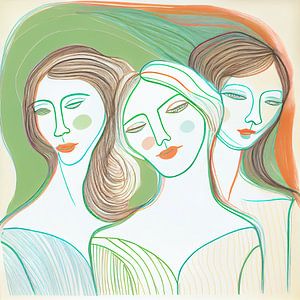 Zeichnung von drei Frauen von Bianca ter Riet