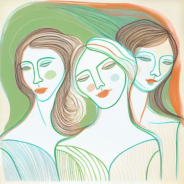 Drawing of three women van Bianca ter Riet