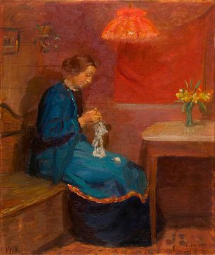 Frau mit ihrer Handarbeit, Anna Ancher
