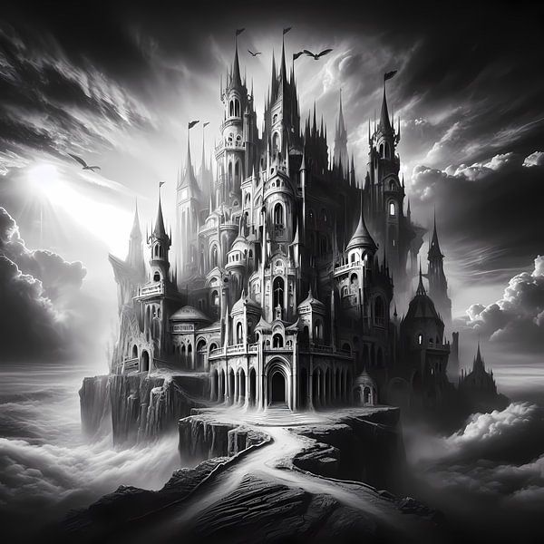 Mystisches Schwarz-Weiß Schloss von ButterflyPix