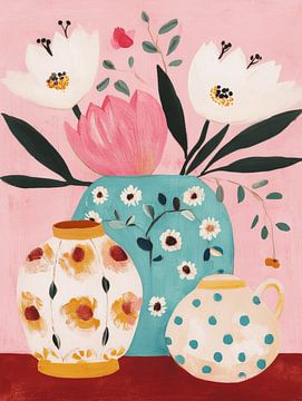 Still life, modern illustration in pastel colours