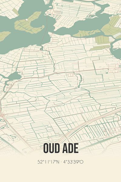 Vintage map of Oud Ade (South Holland) by Prints of Place