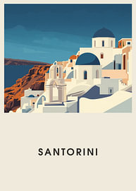 Santorin – Affiche de voyage « Mid-Century » sur Albert Klee