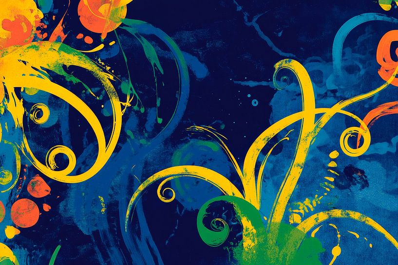 Explosion de couleurs fantaisistes sur le bleu par Poster Art Shop