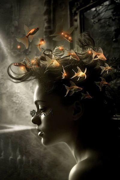 woman with goldfish by Egon Zitter
