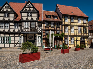 Fachwerkhäuser in der Stadt Quedlinburg im Harz