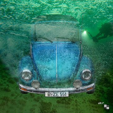 VW Kever Cabrio onder water