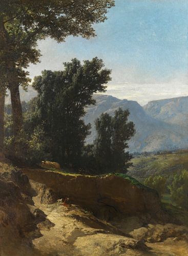 Carlos de Haes-Bergbos bodemkliffen landschap, Antiek landschap