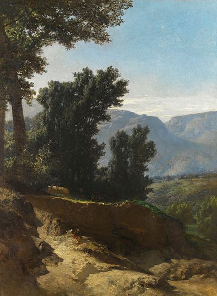 Carlos de Haes-Bergbos bodemkliffen landschap, Antiek landschap van finemasterpiece