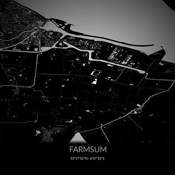 Black-and-white map of Farmsum, Groningen. by Rezona