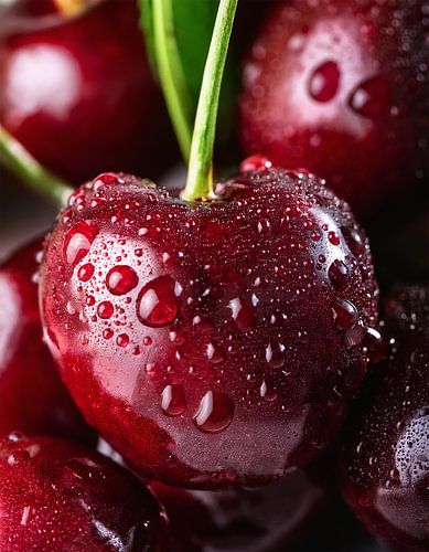 Gedetailleerde close-up van een verse kers