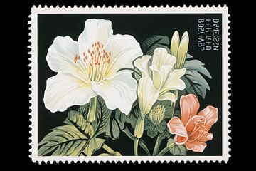 Stamp Still Life with Flowers - Vintage Artwork