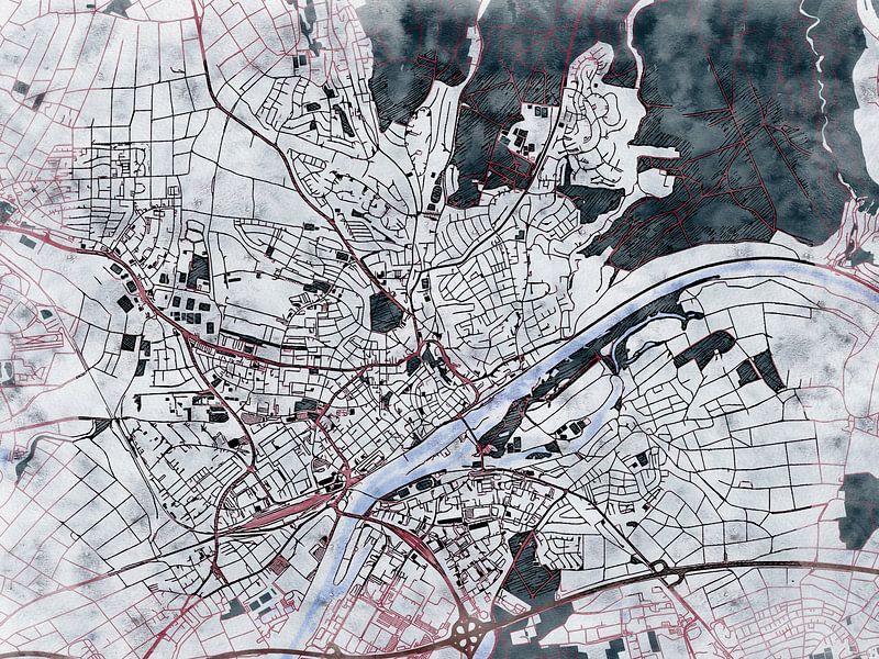 Map of Schweinfurt with the style 'White Winter' by Maporia