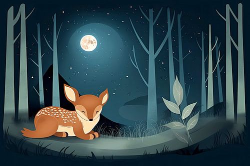 Ein Fuchs im Mondlicht