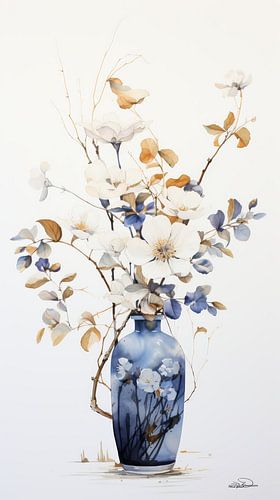 gedroogde bloemen in een Kintsugi vaas