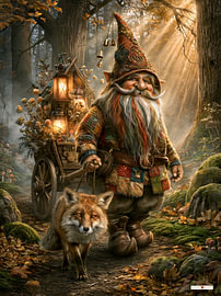 Gnome mit Fuchs im Wald