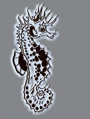 Drawing of a seahorse digitally manipulated