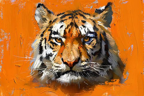 Abstract schilderij van een tijgerportret