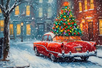 Kerstauto sneeuw van Poster Art Shop