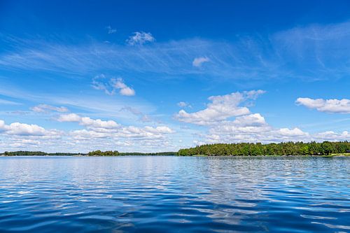 Oostzeekust met rotsen en bomen in de archipel voor de kust van Väste