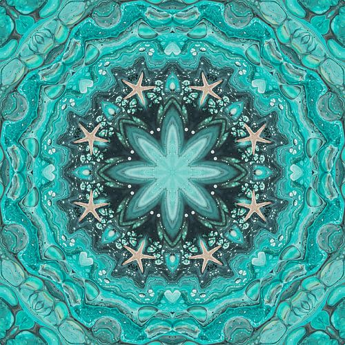 Zee blauw met zeesterren