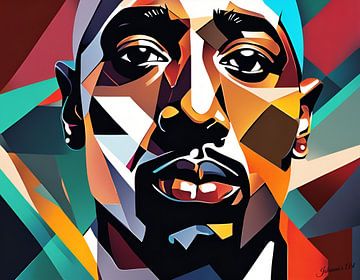 Abstracte kunst van Tupac Shakur 2 van Johanna's Art