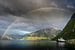 Spectaculaire regenboog boven het Fjord bij Eidsdal (Noorwegen) van Sean Vos