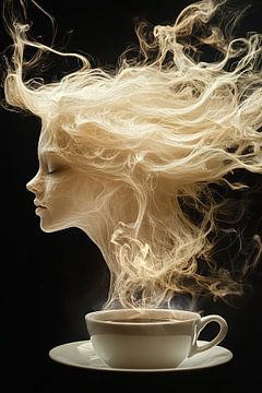vrouw met koffie van Egon Zitter