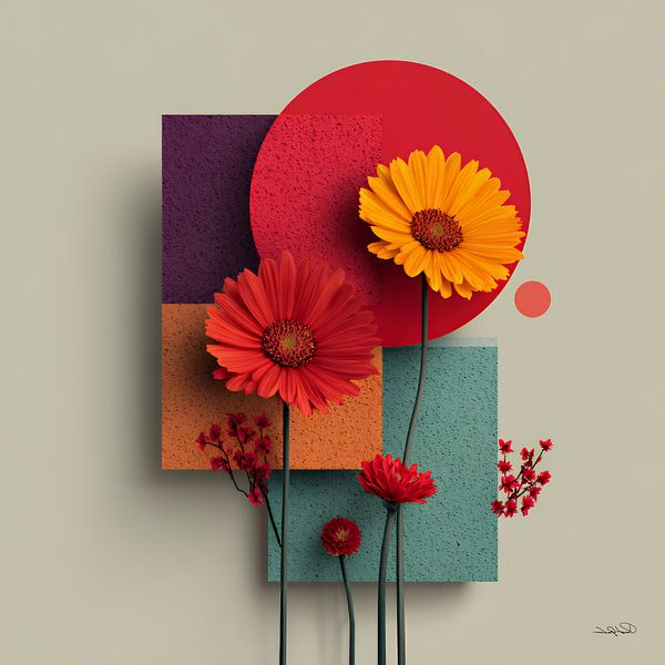 Abstract with flowers by Gelissen Artworks