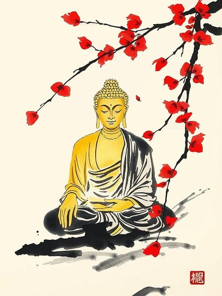 Buddha / Boeddha Japanische Tuschemalerei von MIROKKU