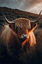 Highland Cow With Big Horns von Treechild Miniaturansicht