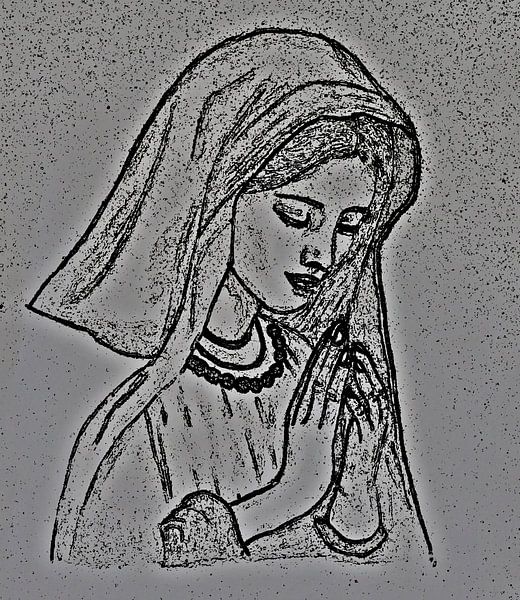 Praying nun ( drawing ) by Jose Lok