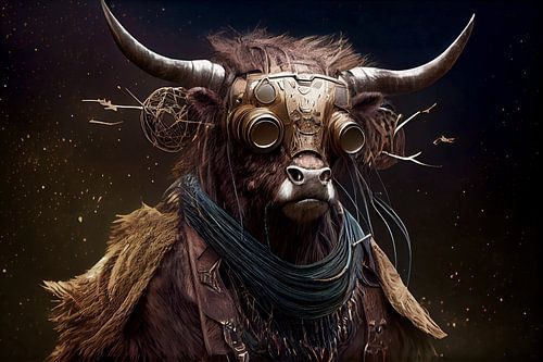 The Scottish highlander of the future by Digitale Schilderijen