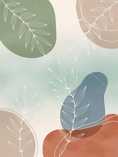 Abstracte Botanische Tropen Moderne Minimalistische Muurkunst