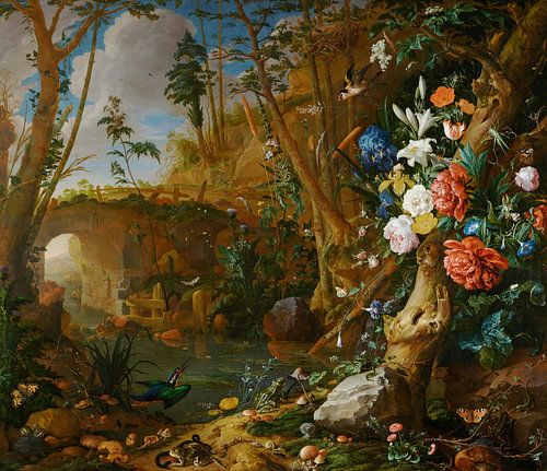 Bosbodemstilleven met bloemen en amfibieën, Jan Davidsz. de Heem