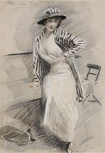 Paul César Helleu - Madame Paris sitzt auf einer Bank (1915)
