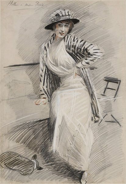 Paul César Helleu - Madame Paris zit op een bankje (1915) van Peter Balan