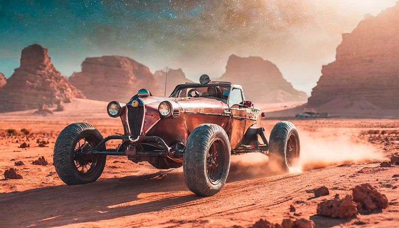 Mad Max auto in de woestijn van Mustafa Kurnaz
